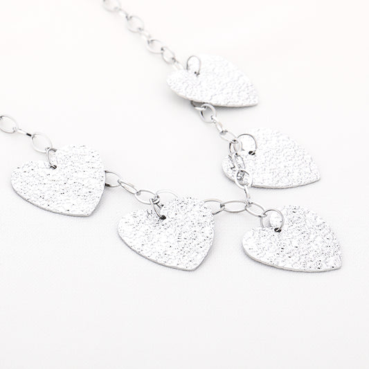 XL harten ketting zilver