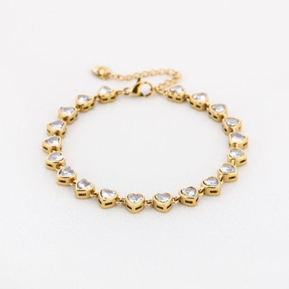 Hartjes zirkonia steentjes armband goud
