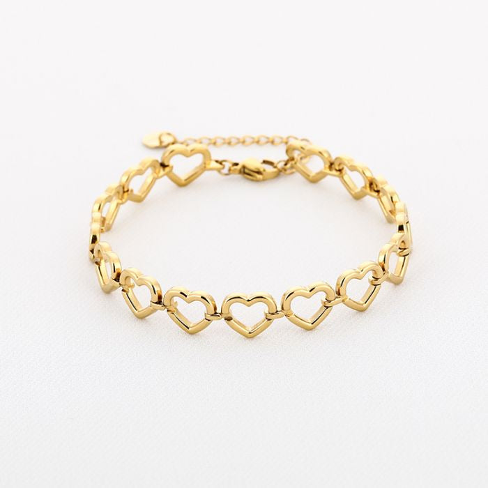 Open hartjes armband goud