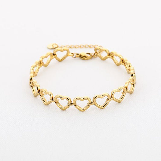 Open hartjes armband goud