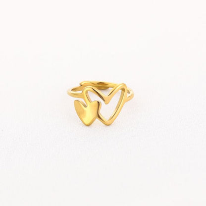 Twee hartjes ring goud