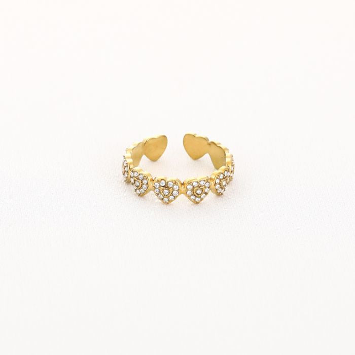 Zirkonia hartjes ring goud