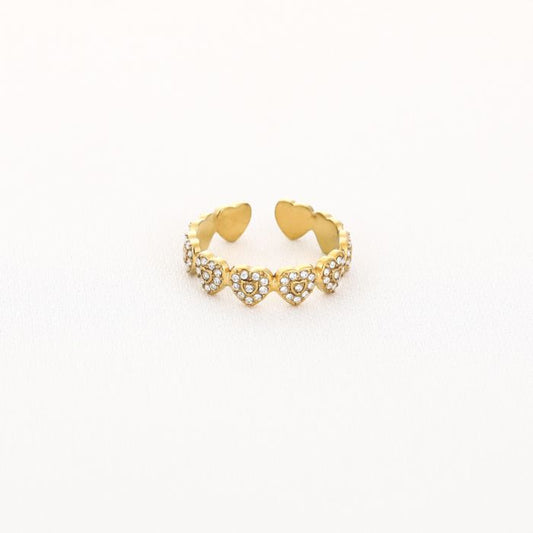 Zirkonia hartjes ring goud