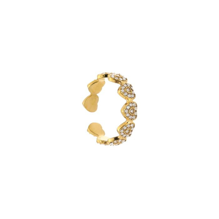 Zirkonia hartjes ring goud