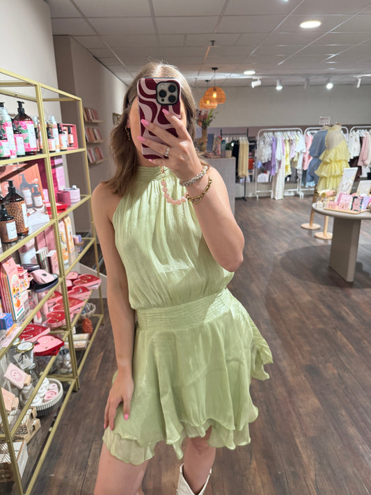 Groen shiny jurkje voor feestelijke gelegenheden