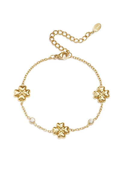 Klaver met afwisselende steentjes armband goud