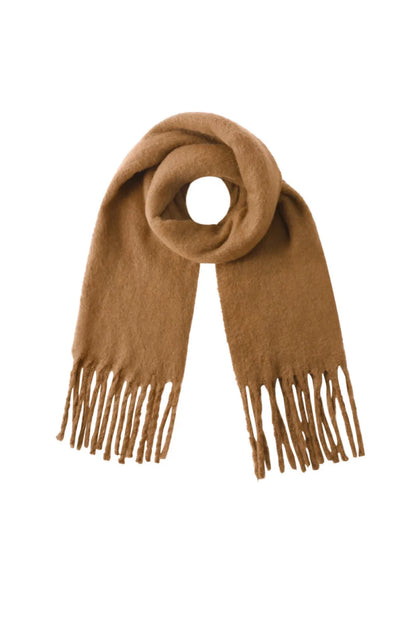 Kleurrijke wintersjaal koffiebruin