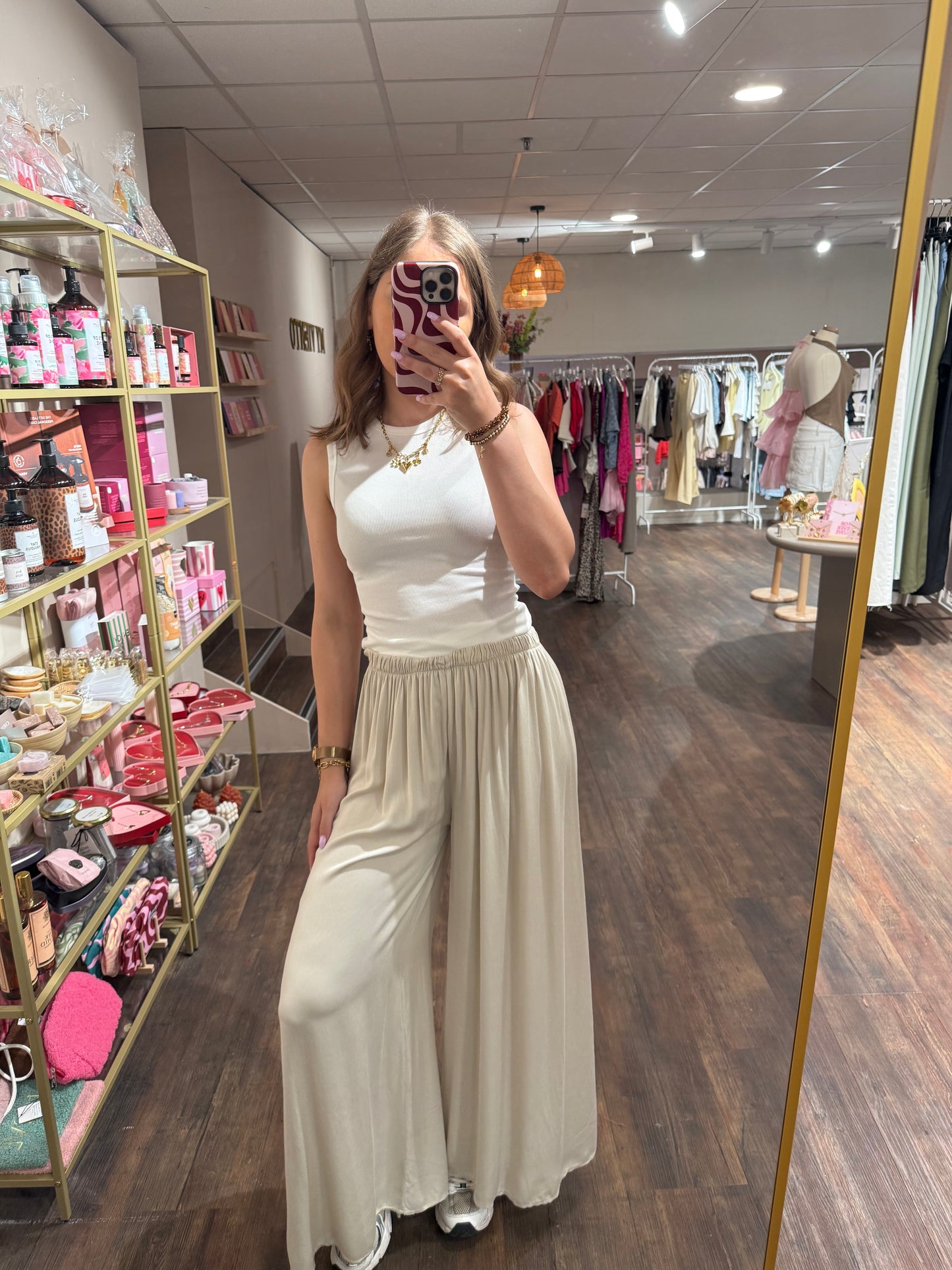 Comfortabele damespantalon in beige 