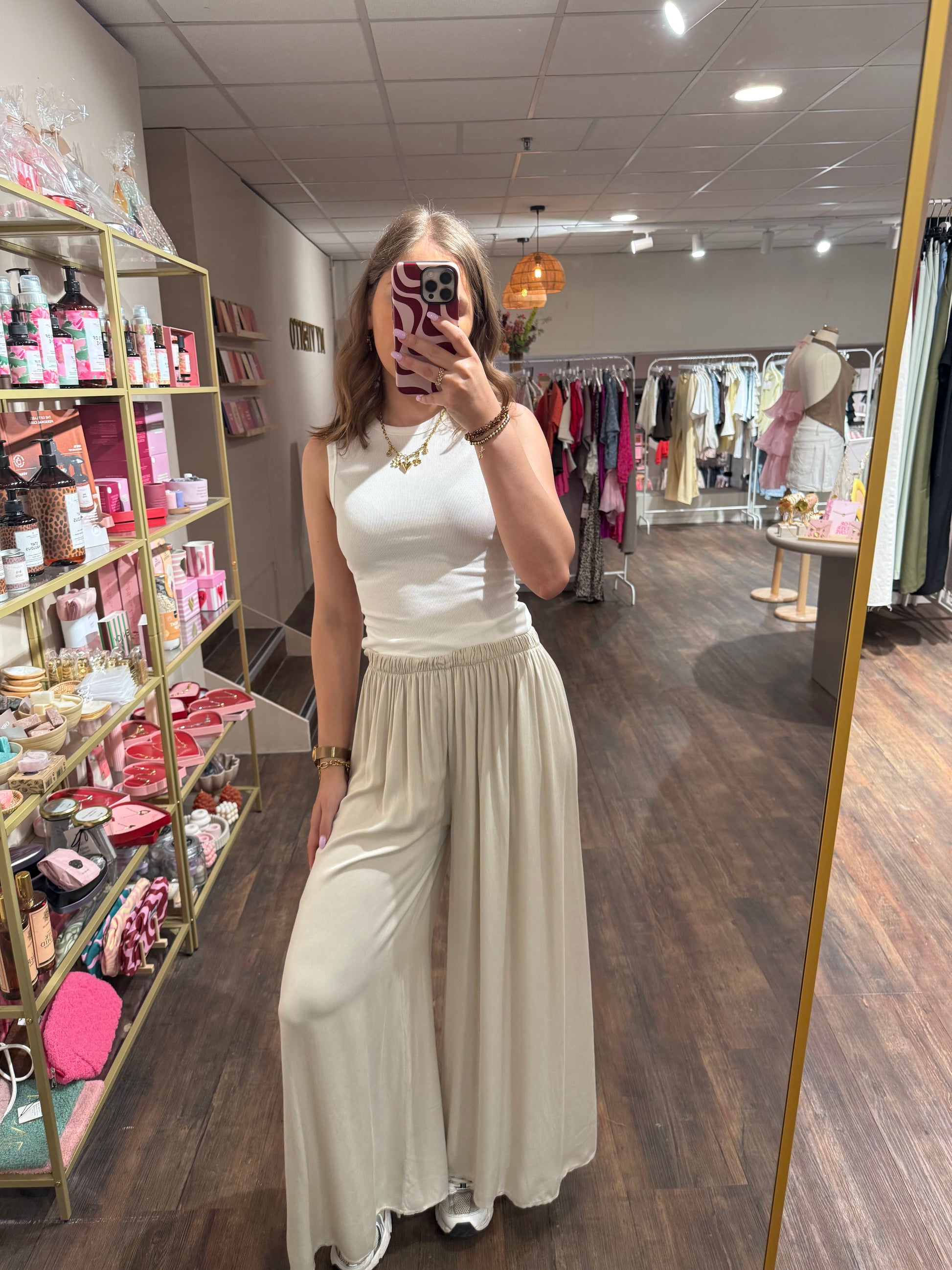 Comfortabele damespantalon in beige 
