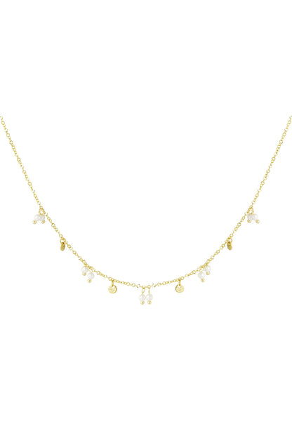 Parels en bedels ketting goud