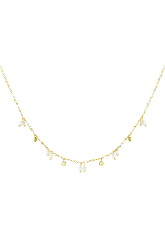 Parels en bedels ketting goud
