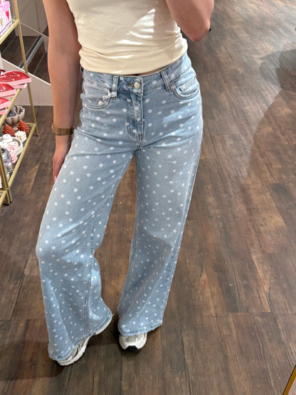 Wide leg jeans met stippen van Queen Hearts