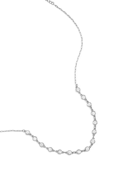 Ronde zirkonia steentjes ketting zilver