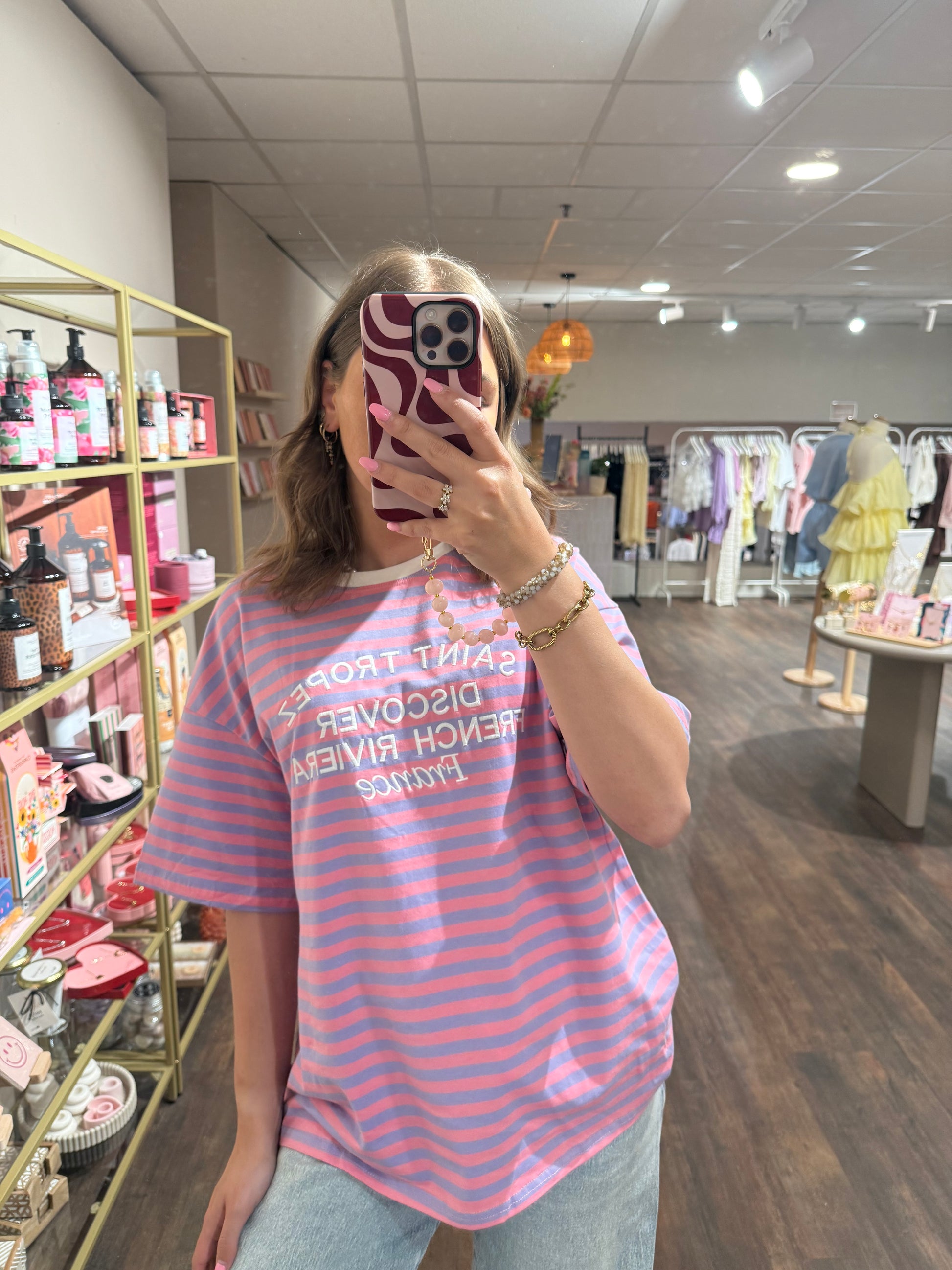 Casual t-shirt met opvallend streeppatroon