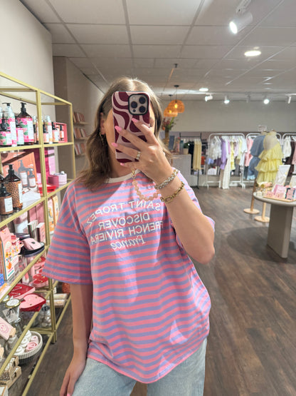 Casual t-shirt met opvallend streeppatroon