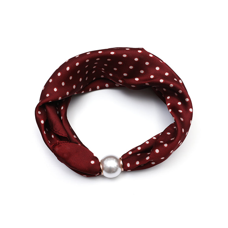 Zomersjaal polkadot bordeaux parel magneetsluiting