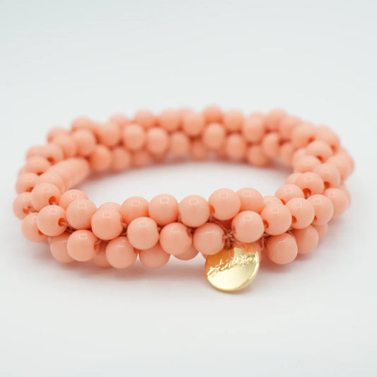 Stiekie Bold Peach – Kralen Haarelastiek & Armband