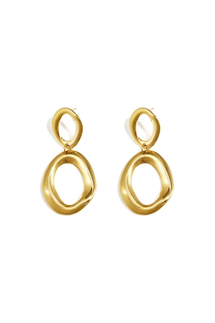 Statement organische ringen oorbellen goud