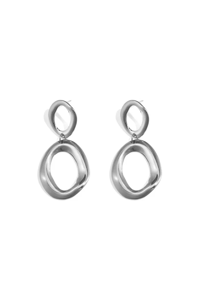 Statement organische ringen oorbellen zilver