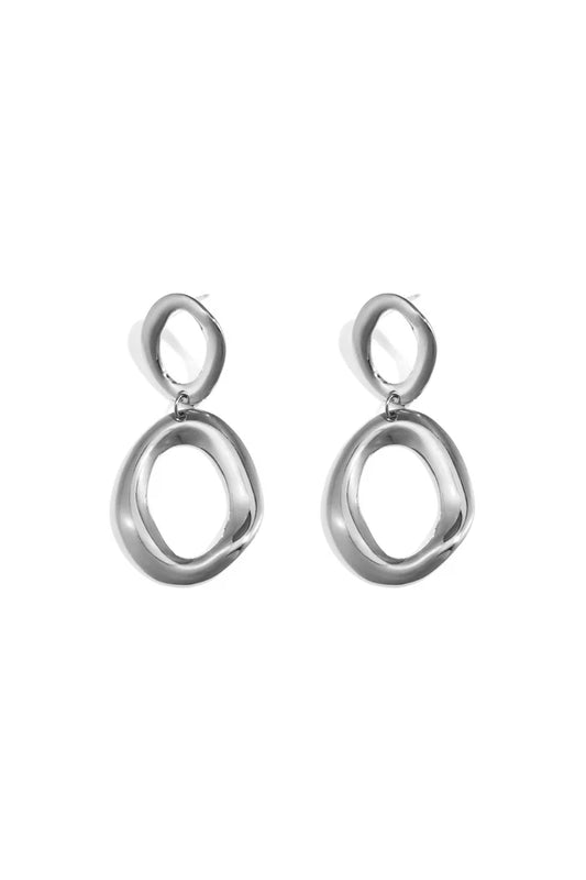 Statement organische ringen oorbellen zilver