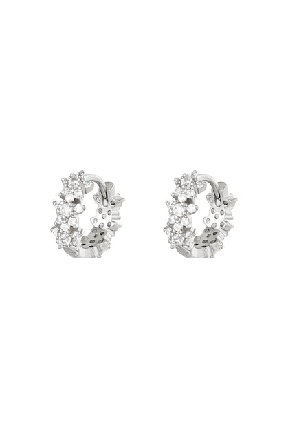 Ster strass hoepel oorbellen zilver