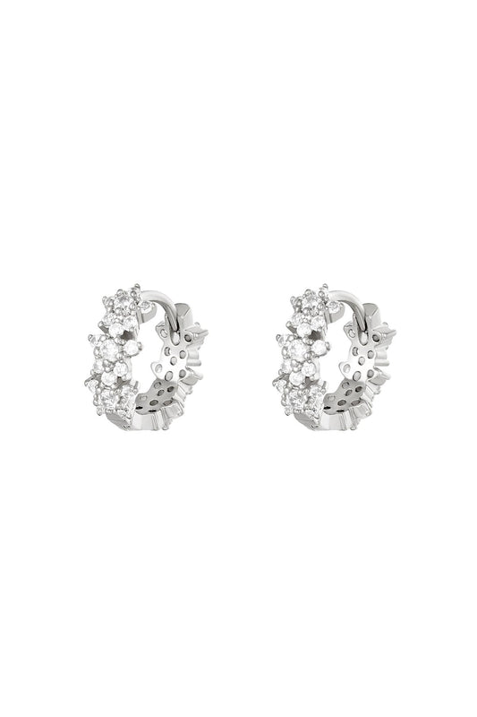 Ster strass hoepel oorbellen zilver