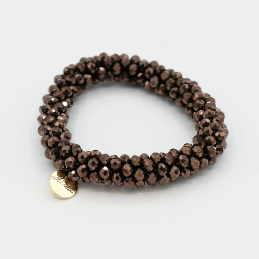 Stiekie Chocolate haarelastiek met kralen