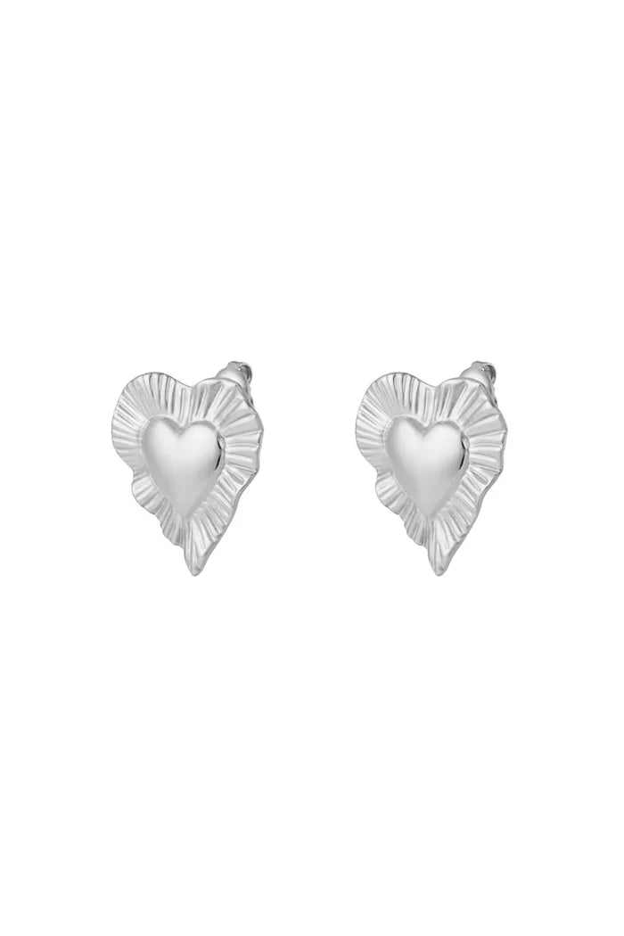Stralend hart oorbellen zilver