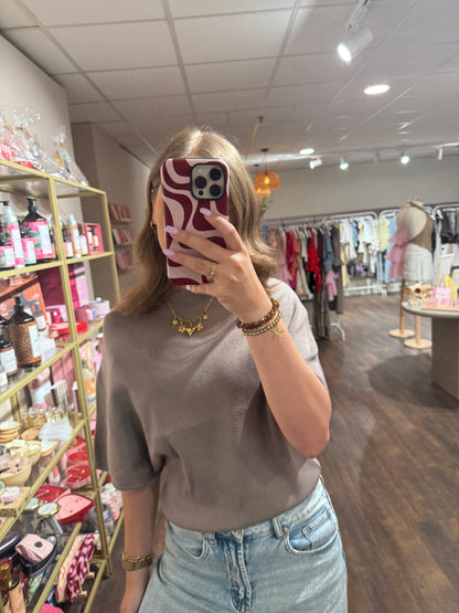 Comfortabele taupe top 