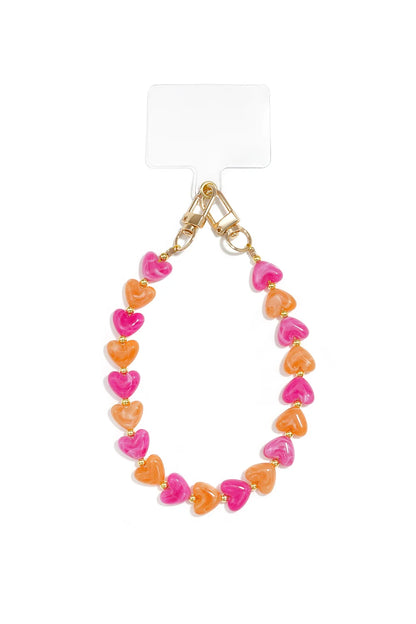 Telefoonkoord gemixte hartjes oranje roze