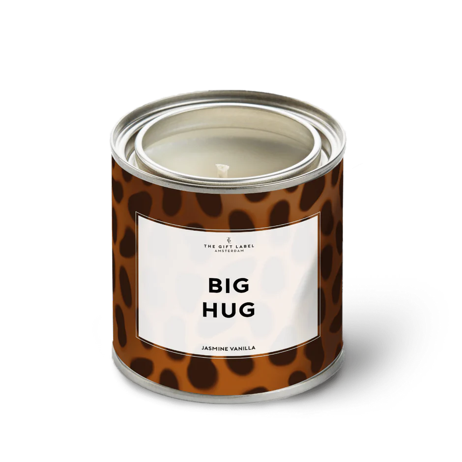 Geurkaars in blik met quote Big Hug