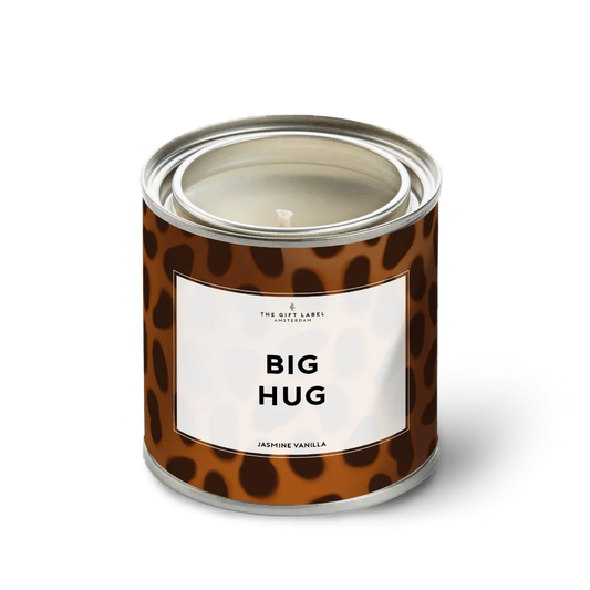 Geurkaars in blik met quote Big Hug