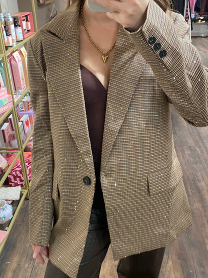 Trendy ruiten blazer bruin dames