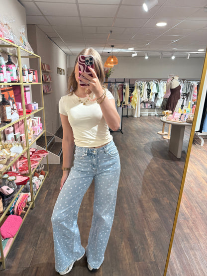 Trendy polkadot jeans voor dames