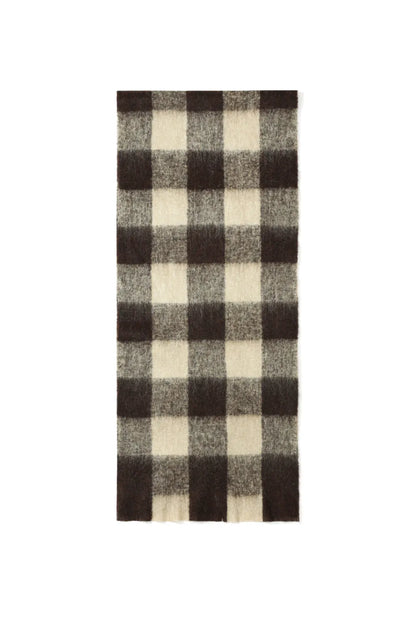 Wintersjaal met ruiten donkerbruin