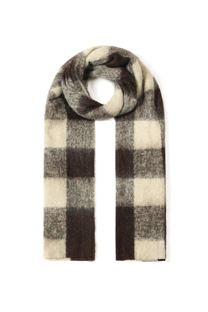 Wintersjaal met ruiten donkerbruin