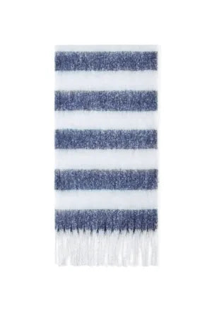 Wintersjaal met strepen donkerblauw