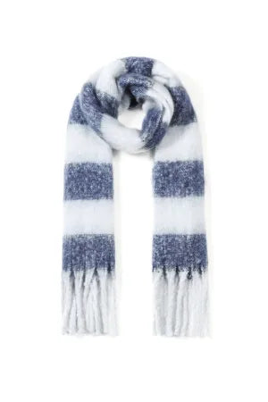 Wintersjaal met strepen donkerblauw
