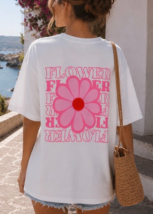 Wit T-shirt met bloemenprint voor dames 