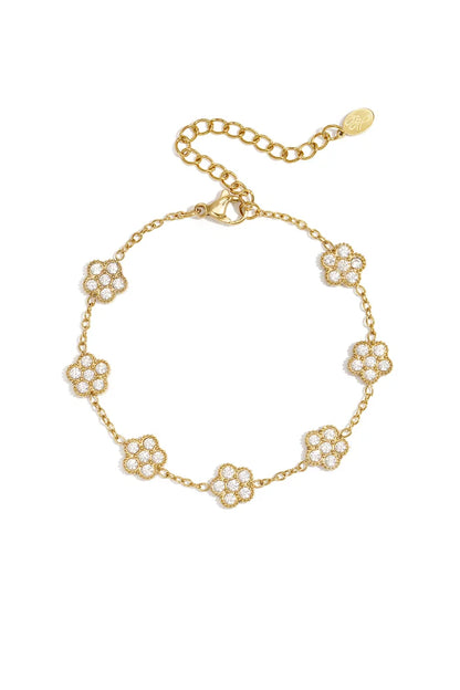 Zirkonia belegde bloemen armband goud
