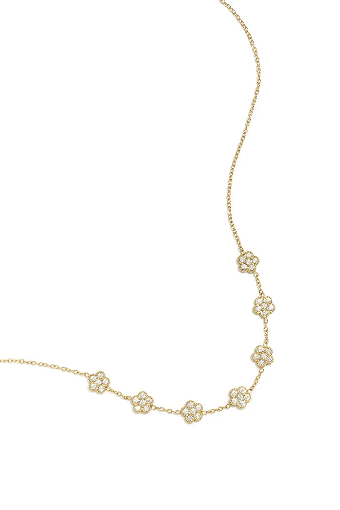 Zirkonia belegde bloemen ketting goud