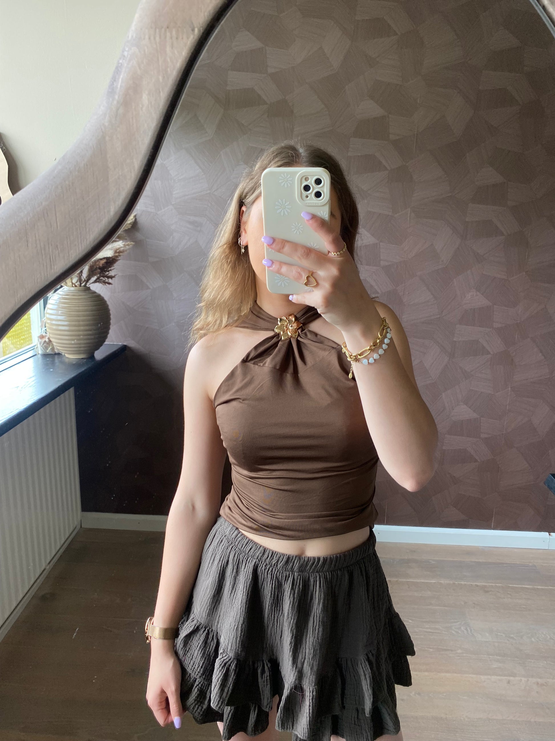 Bruine dames top perfect voor de zomer of festival