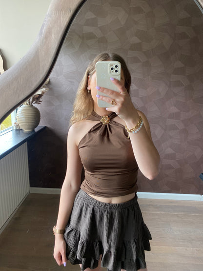 Bruine dames top perfect voor de zomer of festival