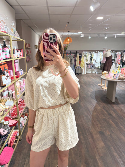 Dames set in creme voor warme dagen