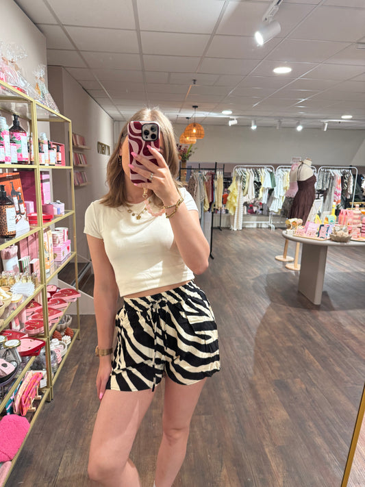 Zwart witte zebra shorts voor dames