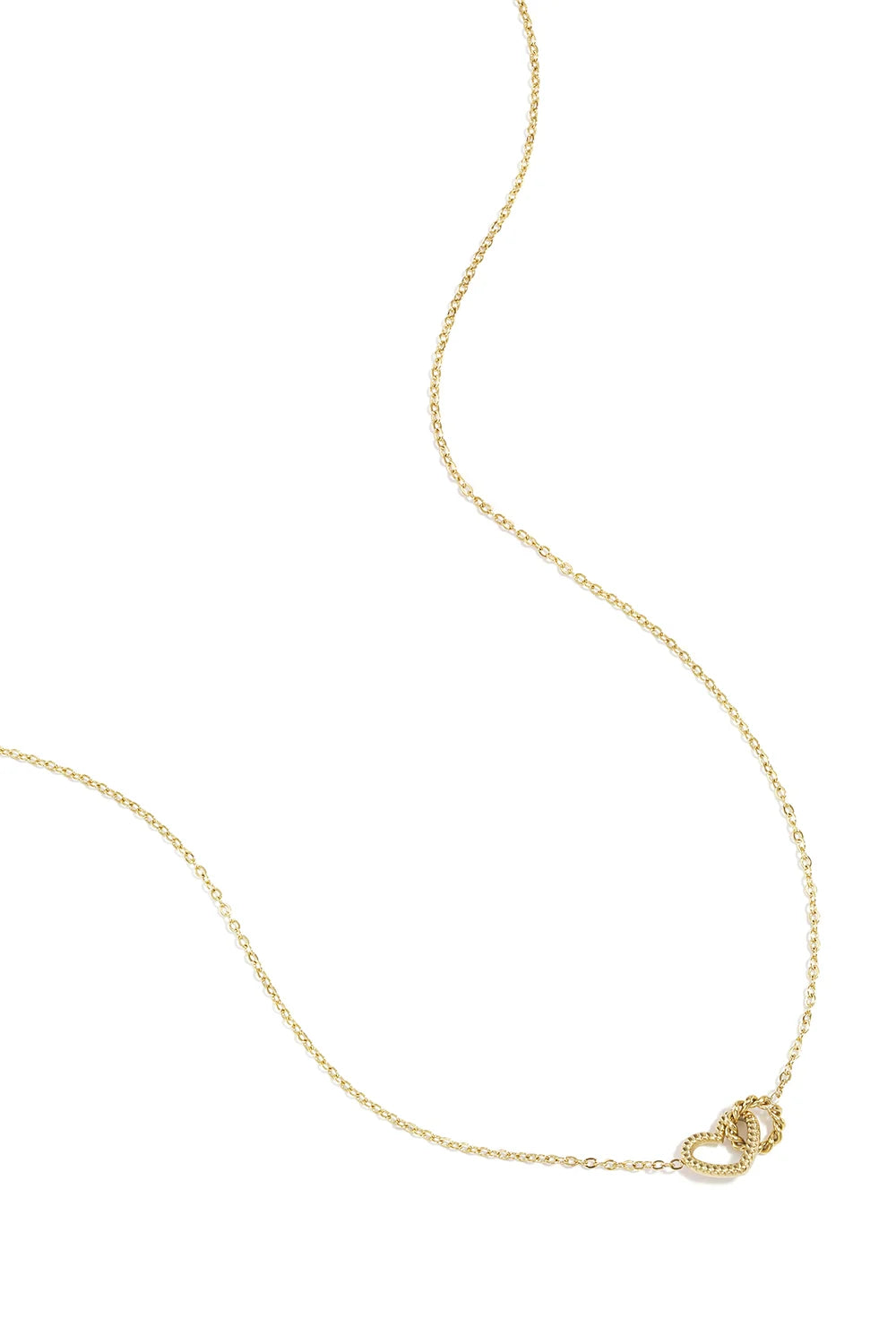 Verbonden hart bedel ketting goud