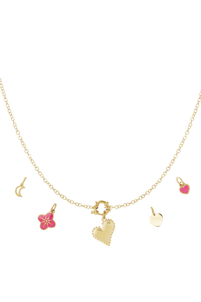 DIY chunky hart ketting goud