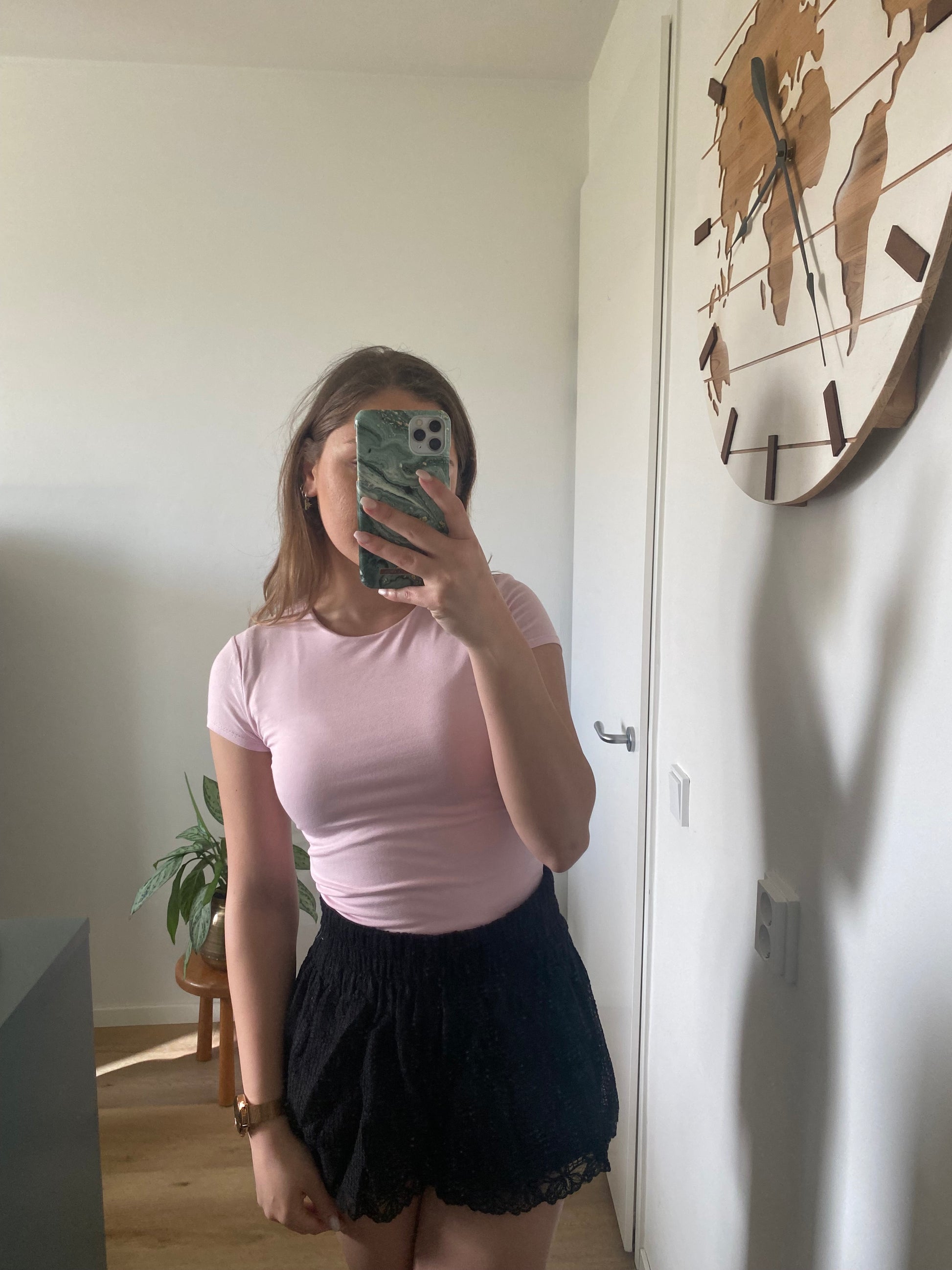 Basic aansluitend shirt met stretch en dubbelvoering