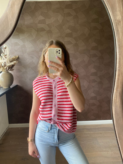 Casual dames vestje zonder mouwen met strepen en zachte stof – trendy voor elk seizoen