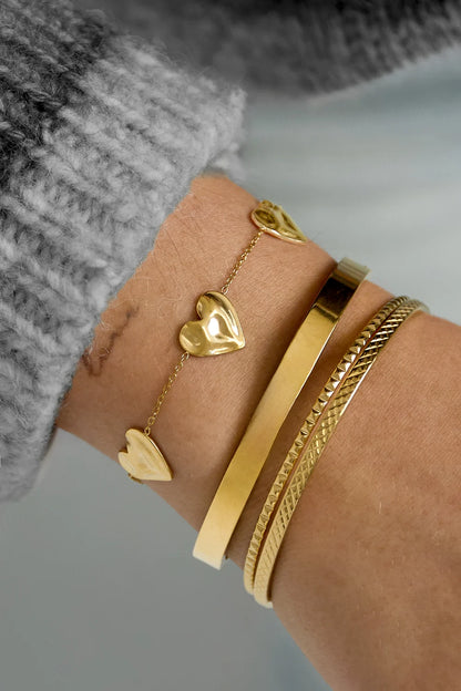 Charm hart armband goud